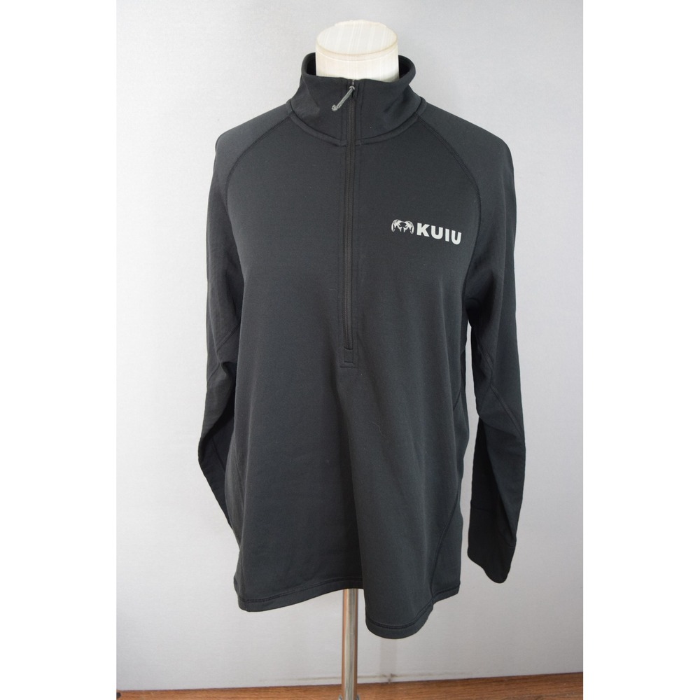 Kuiu Encounter Pullover M Black 1/4 Zip Wicking Anti-Odor Mens Top Logo Hunting